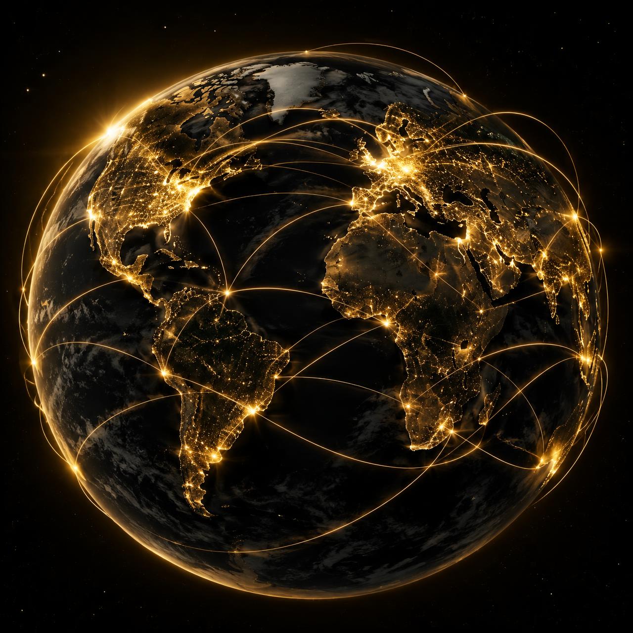 Glowing globe connecting agents worldwide